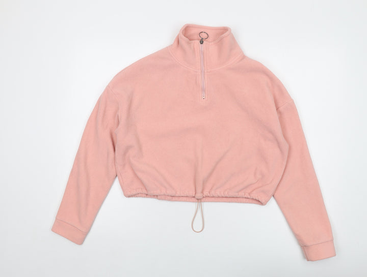 Brave Soul Womens Pink Polyester Pullover Sweatshirt Size S Zip