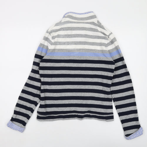 Maine Womens Grey Striped Cotton Pullover Sweatshirt Size 10 Button