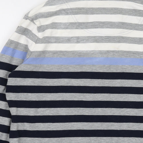 Maine Womens Grey Striped Cotton Pullover Sweatshirt Size 10 Button
