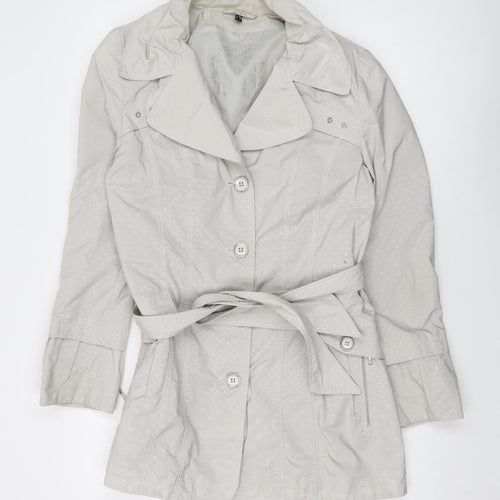 Lebelk Womens Grey Polka Dot Jacket Size 12 Button