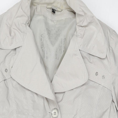 Lebelk Womens Grey Polka Dot Jacket Size 12 Button