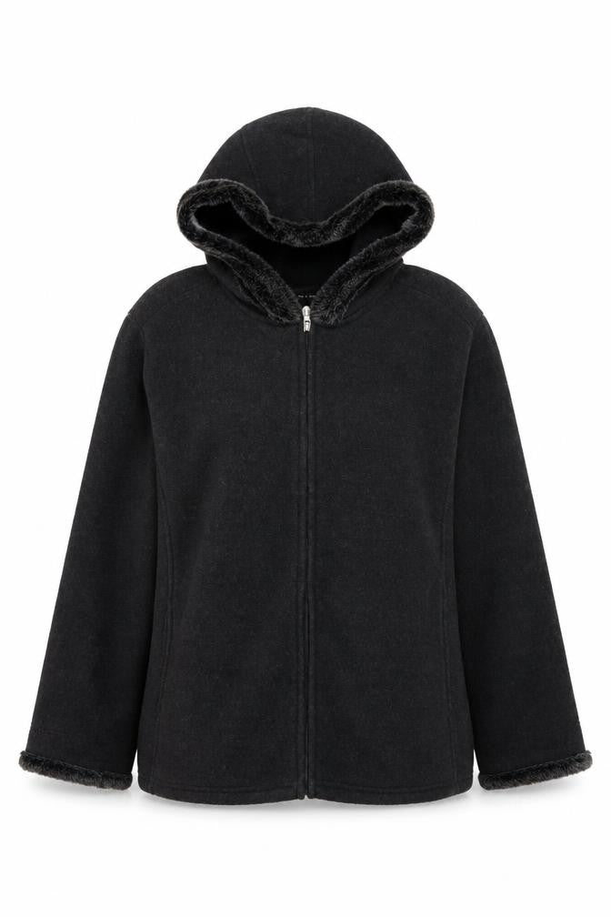 Front view of B.C Clothing women’s grey jacket, size XL, zip