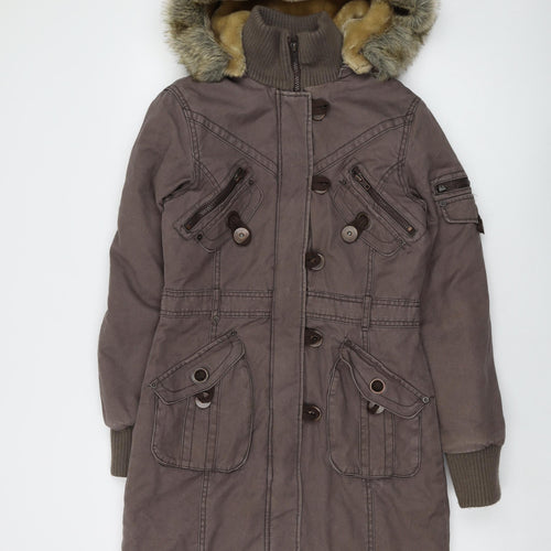 Simesoda Womens Brown Parka Coat Size S Zip