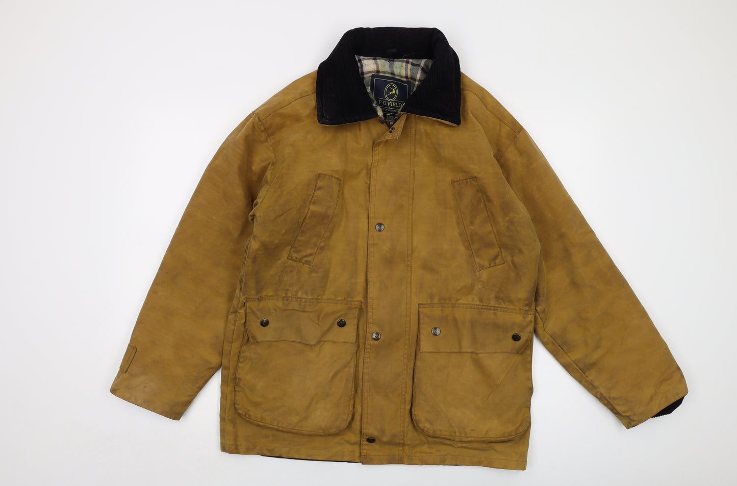 P.G Field Mens Brown Jacket Size XS Zip - Waxed Cotton