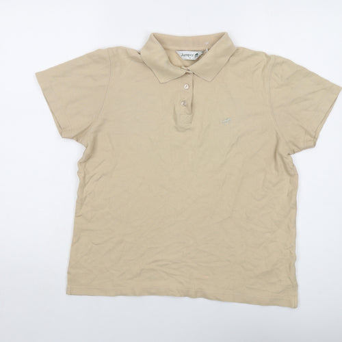 Jumper Womens Beige Cotton Basic Polo Size M Collared