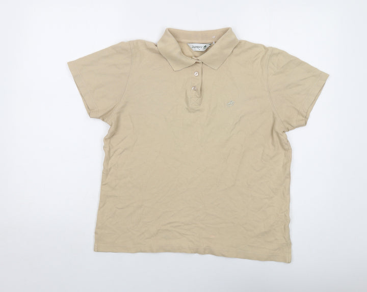 Jumper Womens Beige Cotton Basic Polo Size M Collared