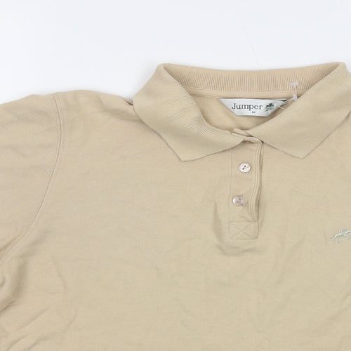 Jumper Womens Beige Cotton Basic Polo Size M Collared