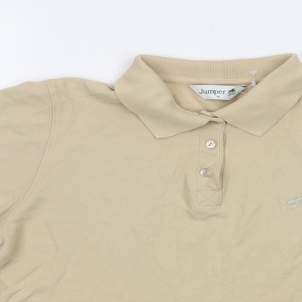 Jumper Womens Beige Cotton Basic Polo Size M Collared