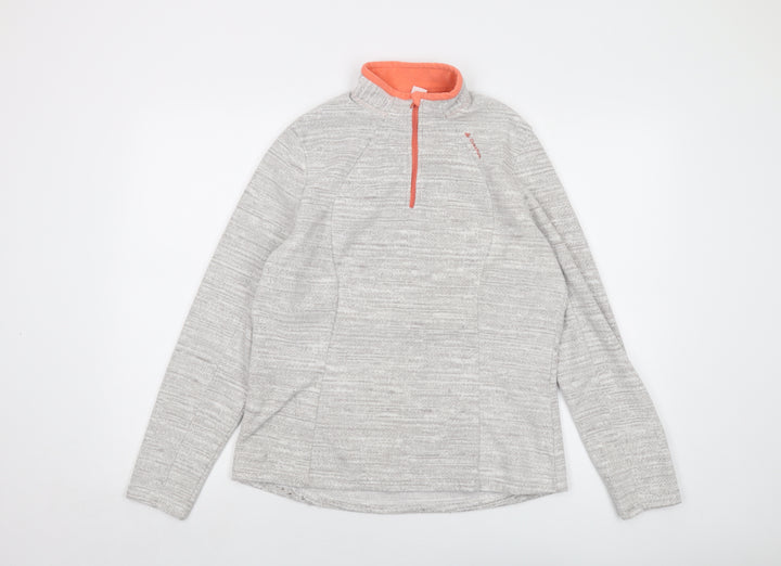 Quechua Womens Grey Polyester Pullover Sweatshirt Size XL Zip