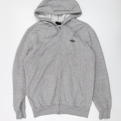 Umbro Mens Grey Cotton Full Zip Hoodie Size M