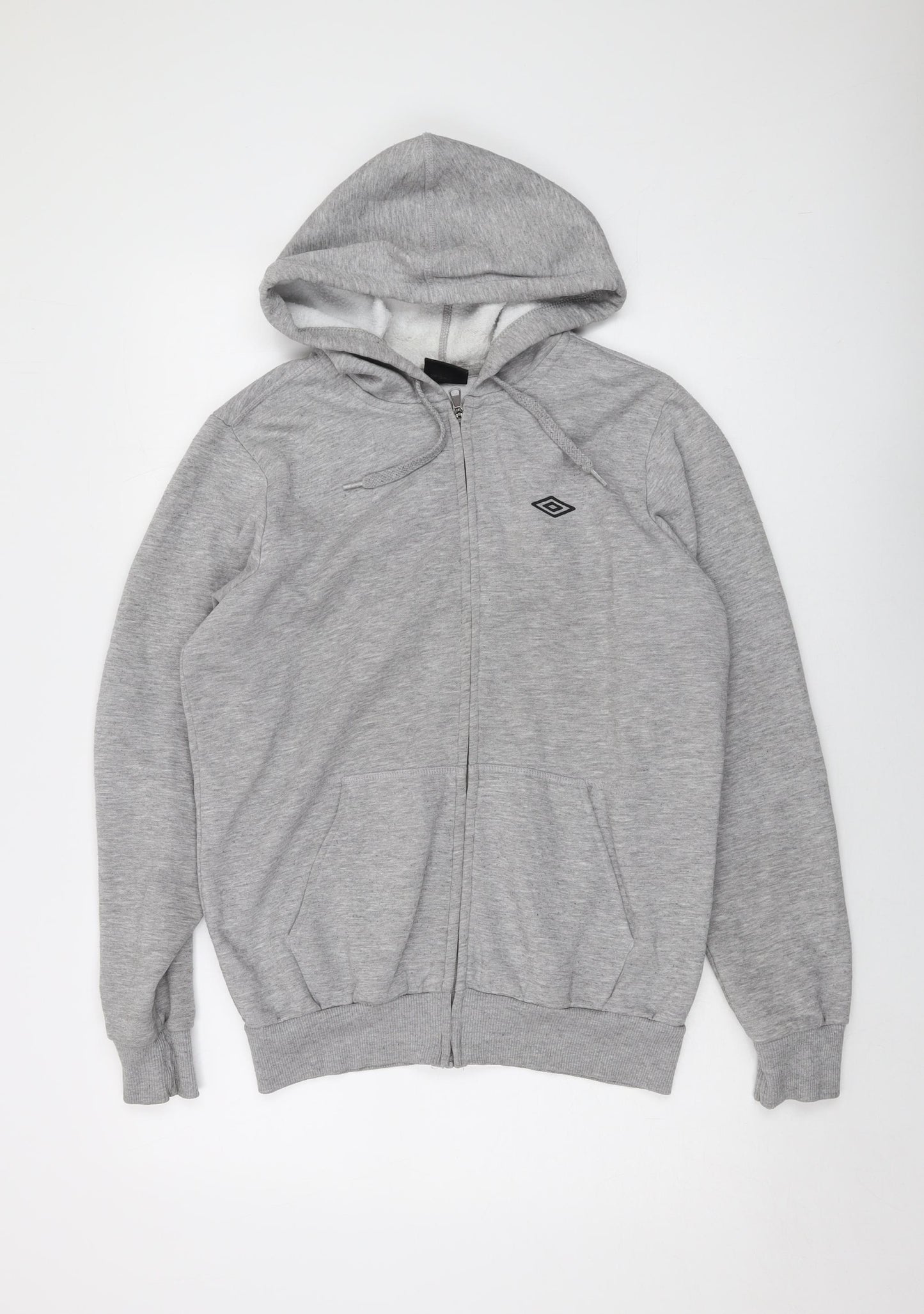 Umbro Mens Grey Cotton Full Zip Hoodie Size M