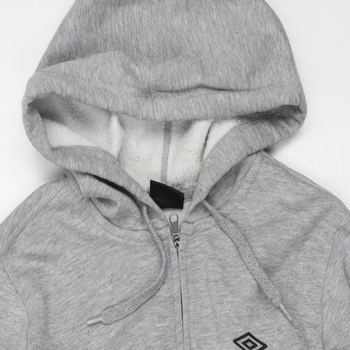 Umbro Mens Grey Cotton Full Zip Hoodie Size M