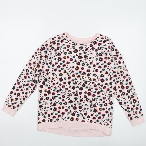 Blue Zoo Girls Pink Animal Print Cotton Pullover Sweatshirt Size 10-11 Years Pullover