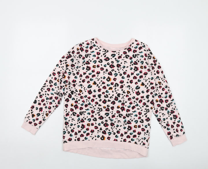 Blue Zoo Girls Pink Animal Print Cotton Pullover Sweatshirt Size 10-11 Years Pullover