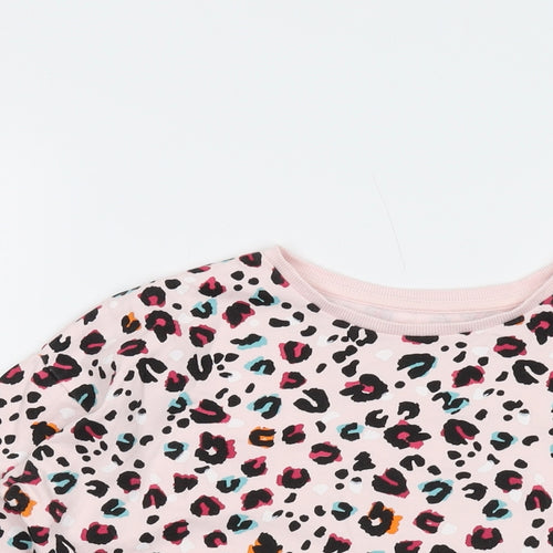 Blue Zoo Girls Pink Animal Print Cotton Pullover Sweatshirt Size 10-11 Years Pullover