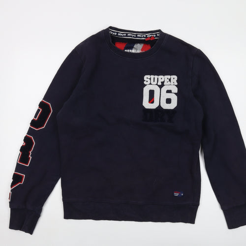Superdry Mens Blue Cotton Pullover Sweatshirt Size L