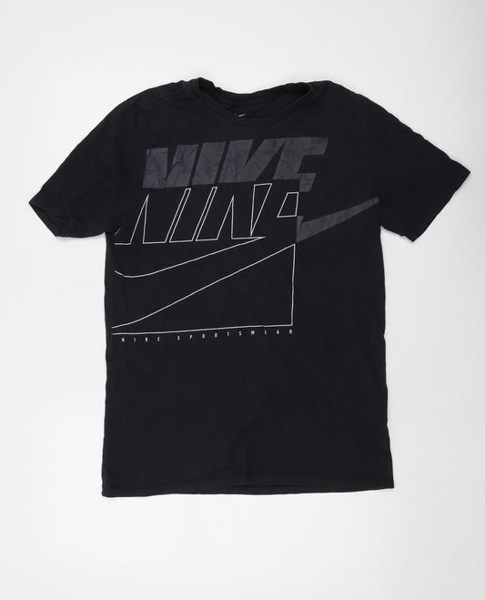 Nike Mens Black Cotton T-Shirt Size M Crew Neck