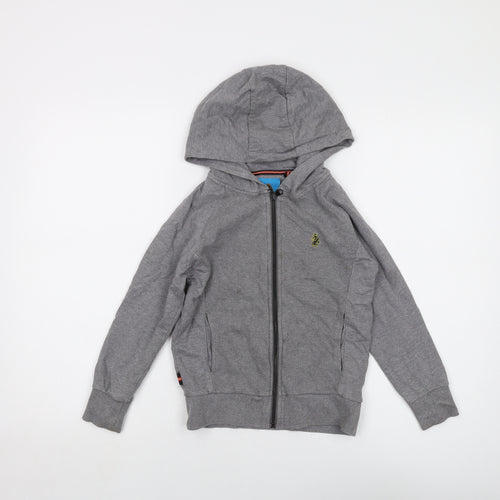 Little Luke Boys Grey Cotton Full Zip Hoodie Size 6-7 Years Zip