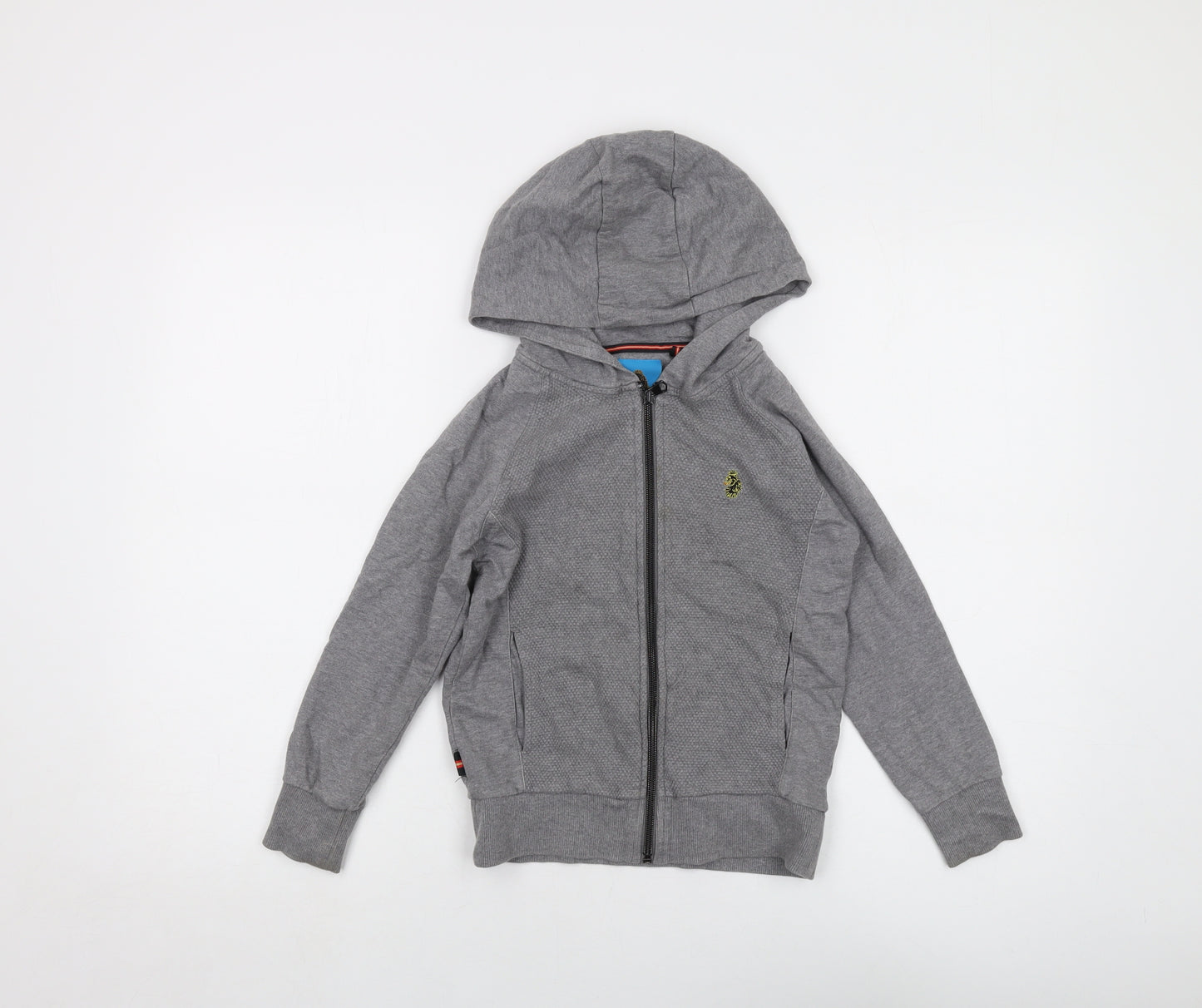 Little Luke Boys Grey Cotton Full Zip Hoodie Size 6-7 Years Zip