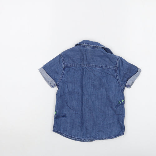 F&F Boys Blue Cotton Basic Button-Up Size 18-24 Months Collared Button