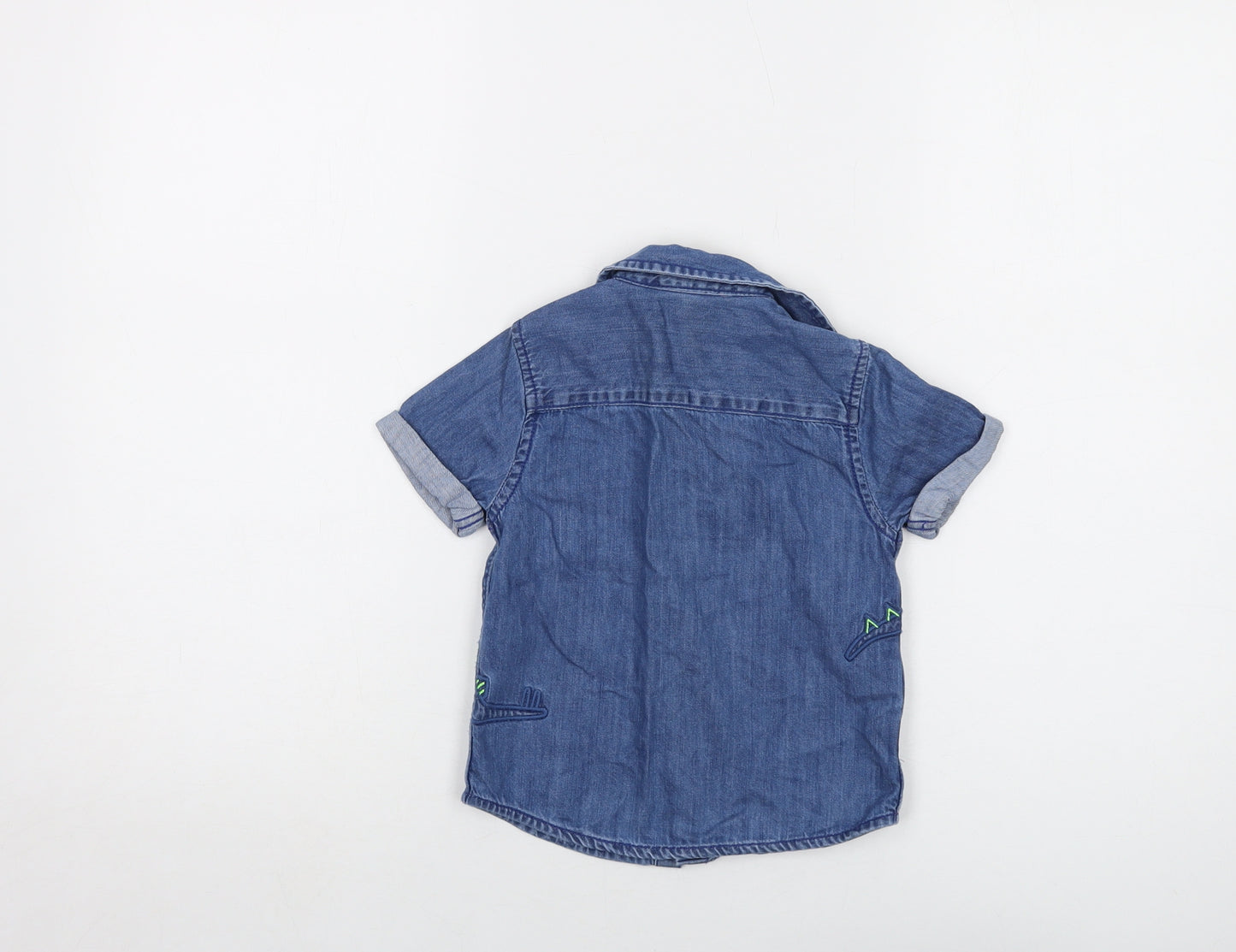 F&F Boys Blue Cotton Basic Button-Up Size 18-24 Months Collared Button