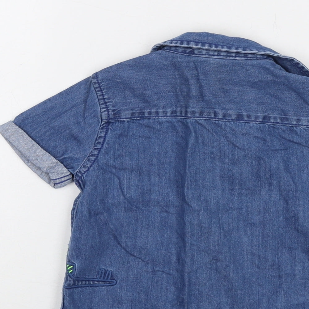 F&F Boys Blue Cotton Basic Button-Up Size 18-24 Months Collared Button