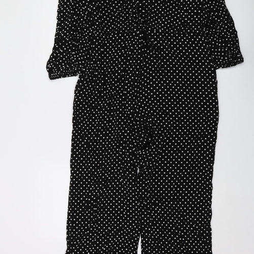 Finery Womens Black Polka Dot Viscose Jumpsuit One-Piece Size 16 Zip