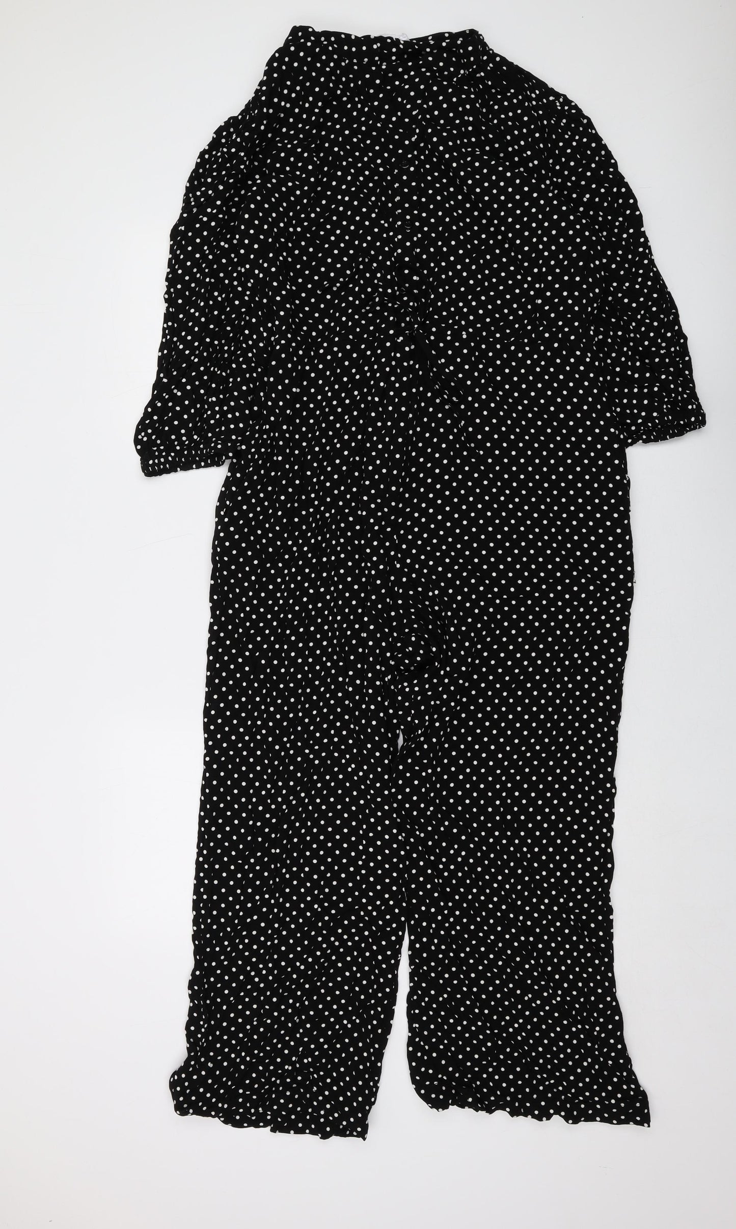 Finery Womens Black Polka Dot Viscose Jumpsuit One-Piece Size 16 Zip