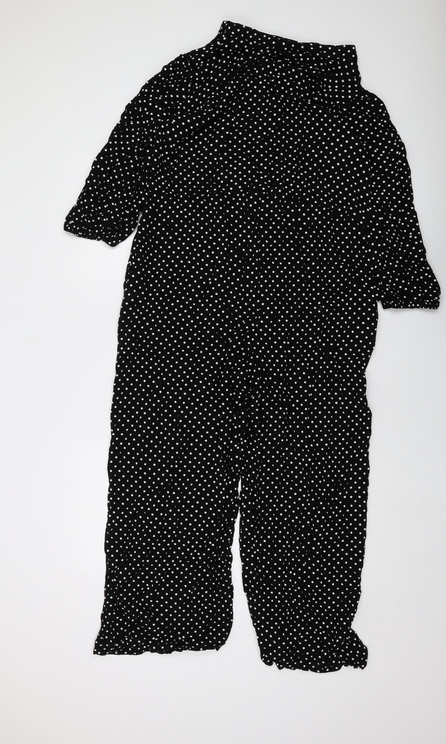 Finery Womens Black Polka Dot Viscose Jumpsuit One-Piece Size 16 Zip