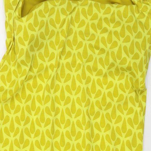 RAB Womens Yellow Geometric Polyester Mini Size 14 Round Neck Pullover