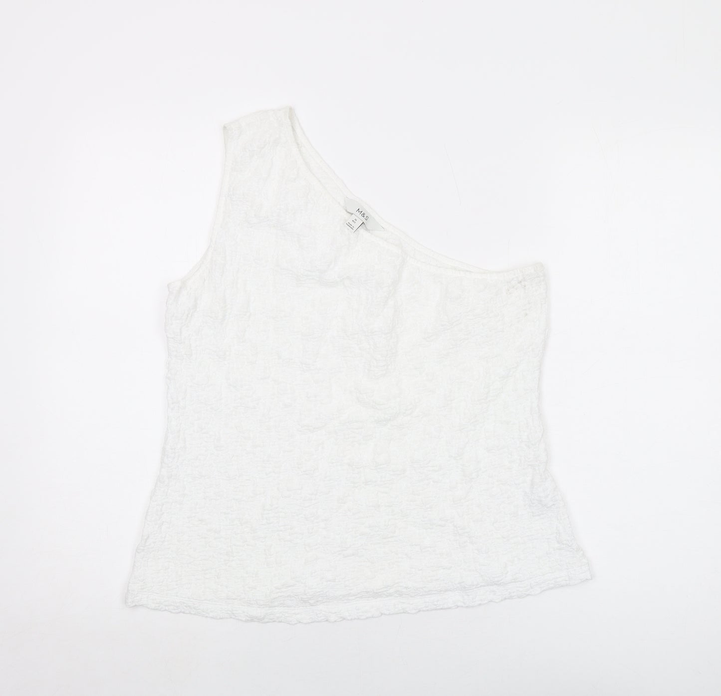 Marks and Spencer Womens White Polyester Basic Tank Size 16 One Shoulder