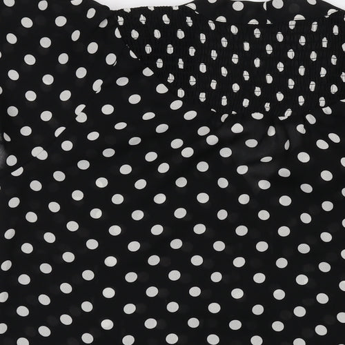 Bodyflirt Womens Black Polka Dot Polyester Basic Blouse Size 14 V-Neck