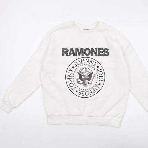 Ramones Womens Ivory Cotton Pullover Sweatshirt Size 10 Pullover