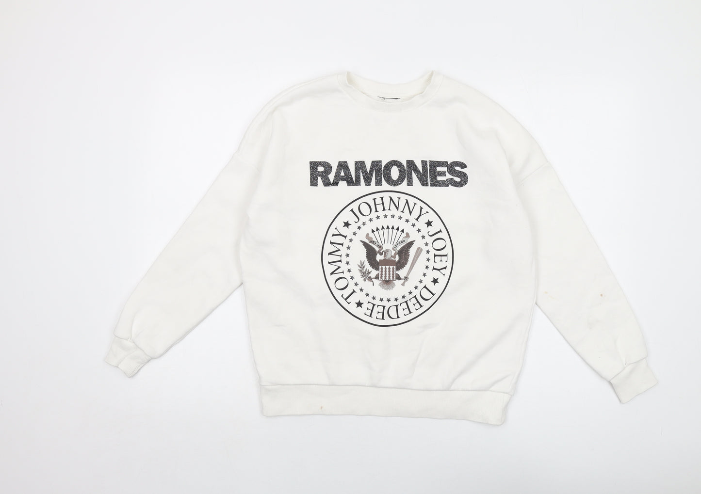 Ramones Womens Ivory Cotton Pullover Sweatshirt Size 10 Pullover