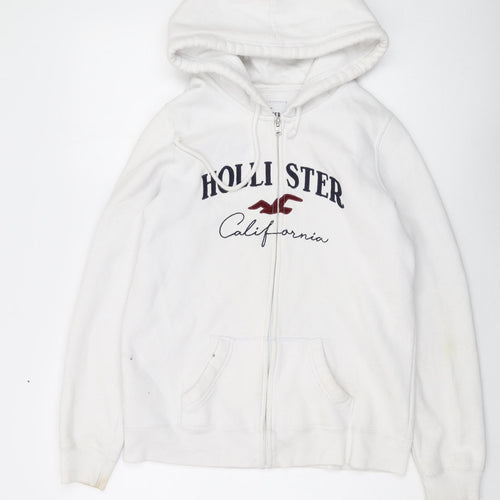 Hollister Mens White Cotton Full Zip Hoodie Size M