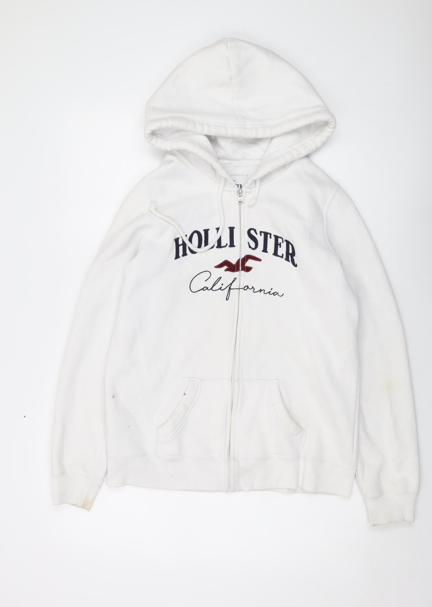 Hollister Mens White Cotton Full Zip Hoodie Size M