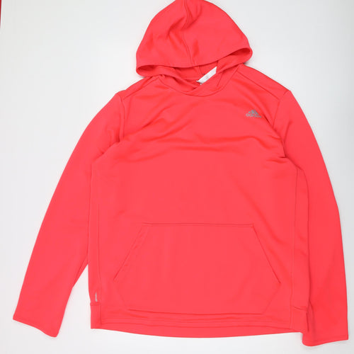 adidas Mens Pink Polyester Pullover Hoodie Size XL