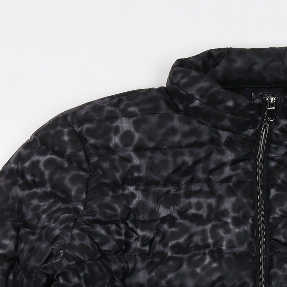 Marks and Spencer Womens Grey Animal Print Puffer Jacket Jacket Size 14 Zip