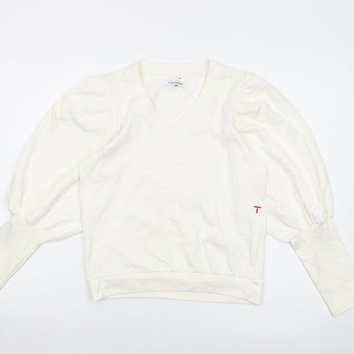 Tomorrow Womens Ivory Cotton Pullover Sweatshirt Size 8 Pullover