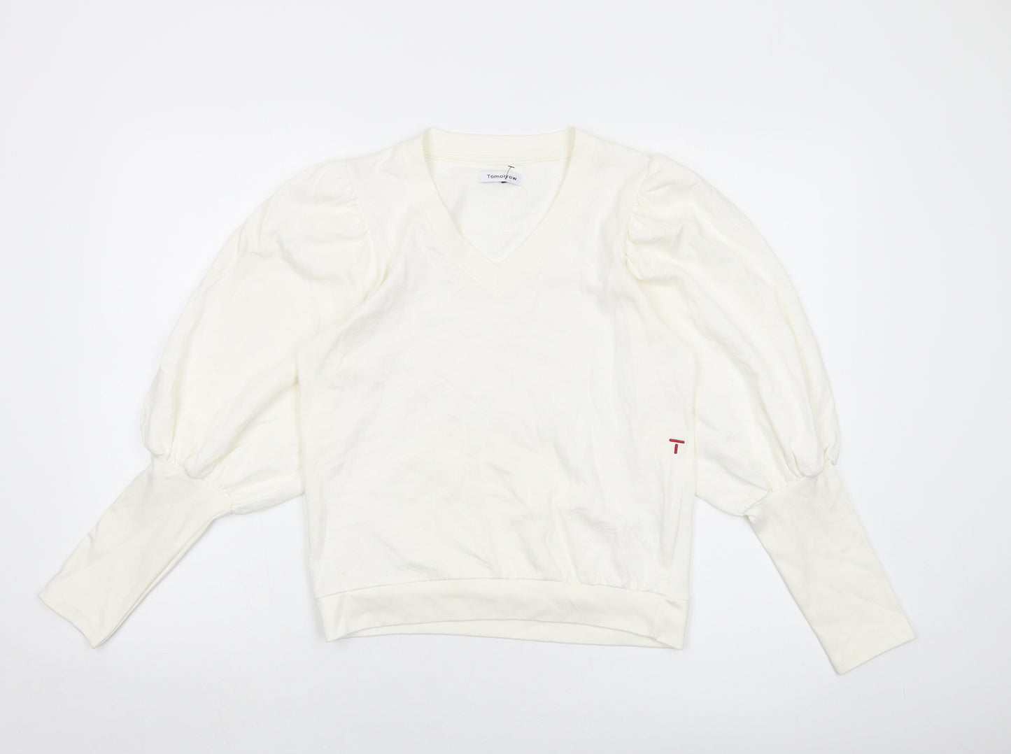 Tomorrow Womens Ivory Cotton Pullover Sweatshirt Size 8 Pullover