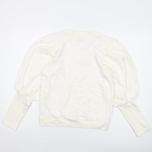 Tomorrow Womens Ivory Cotton Pullover Sweatshirt Size 8 Pullover