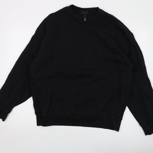 H&M Mens Black Cotton Pullover Sweatshirt Size L