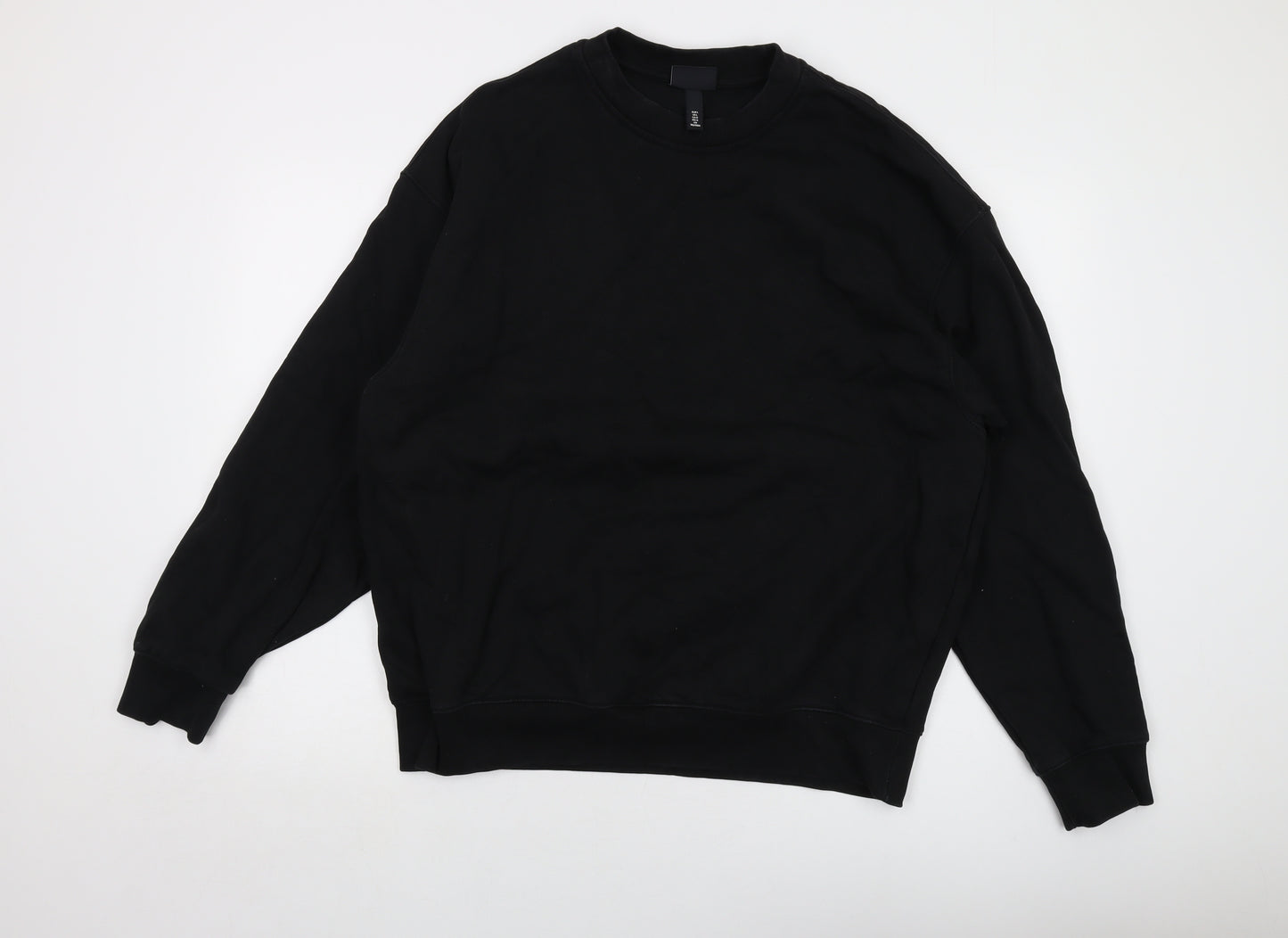 H&M Mens Black Cotton Pullover Sweatshirt Size L