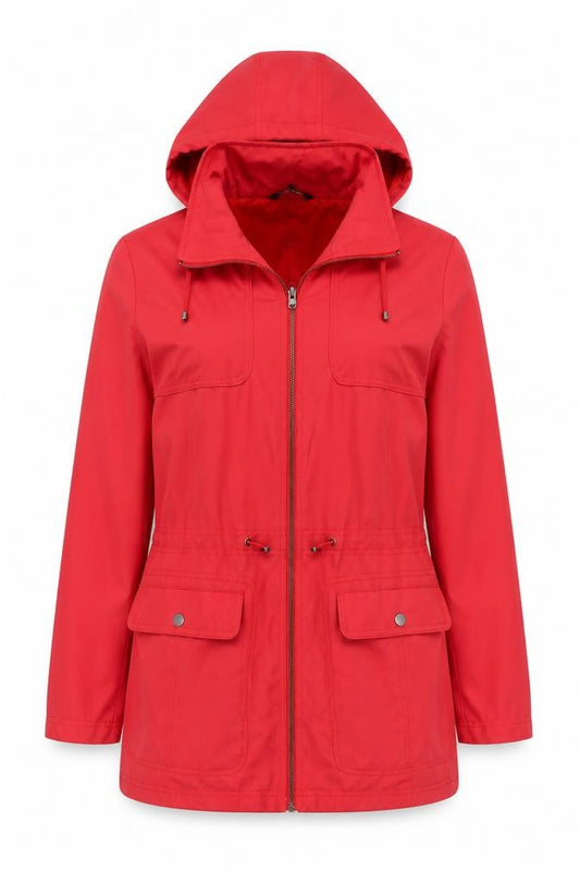 Front view of Marks & Spencer women’s pink parka jacket, size UK 10, zip