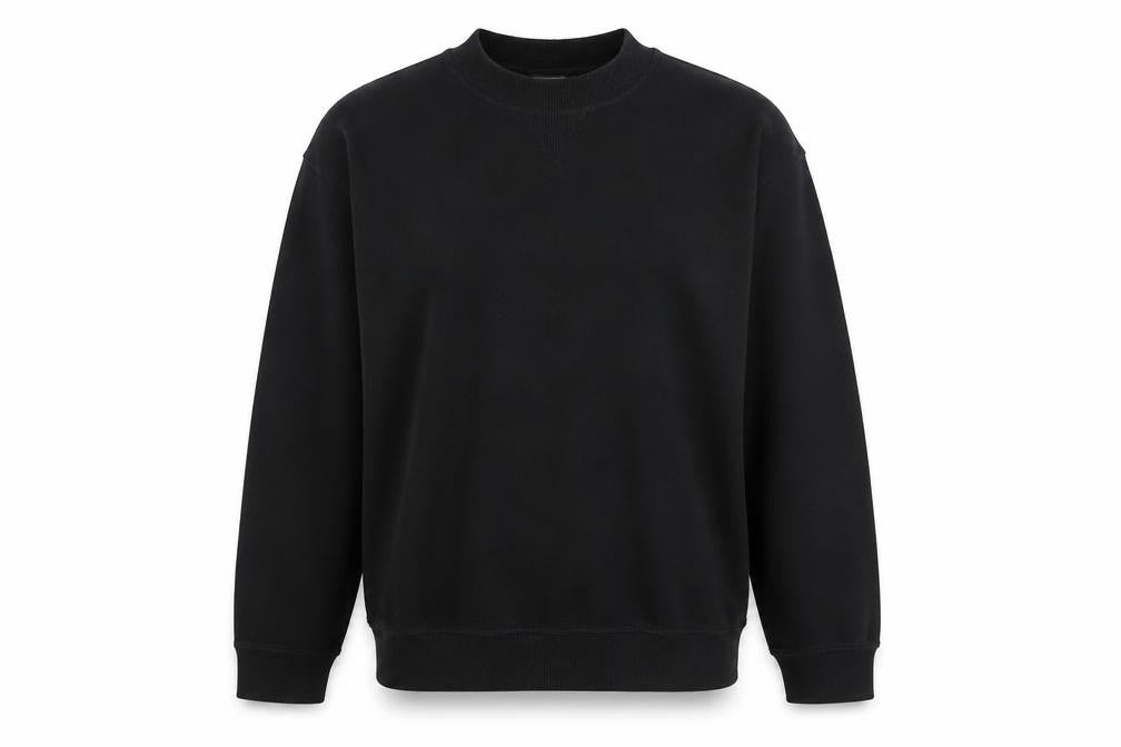 Front view of H&M women’s black cotton pullover sweatshirt, size M, pullover