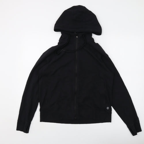 Marks and Spencer Womens Black Cotton Full Zip Hoodie Size 14 Zip