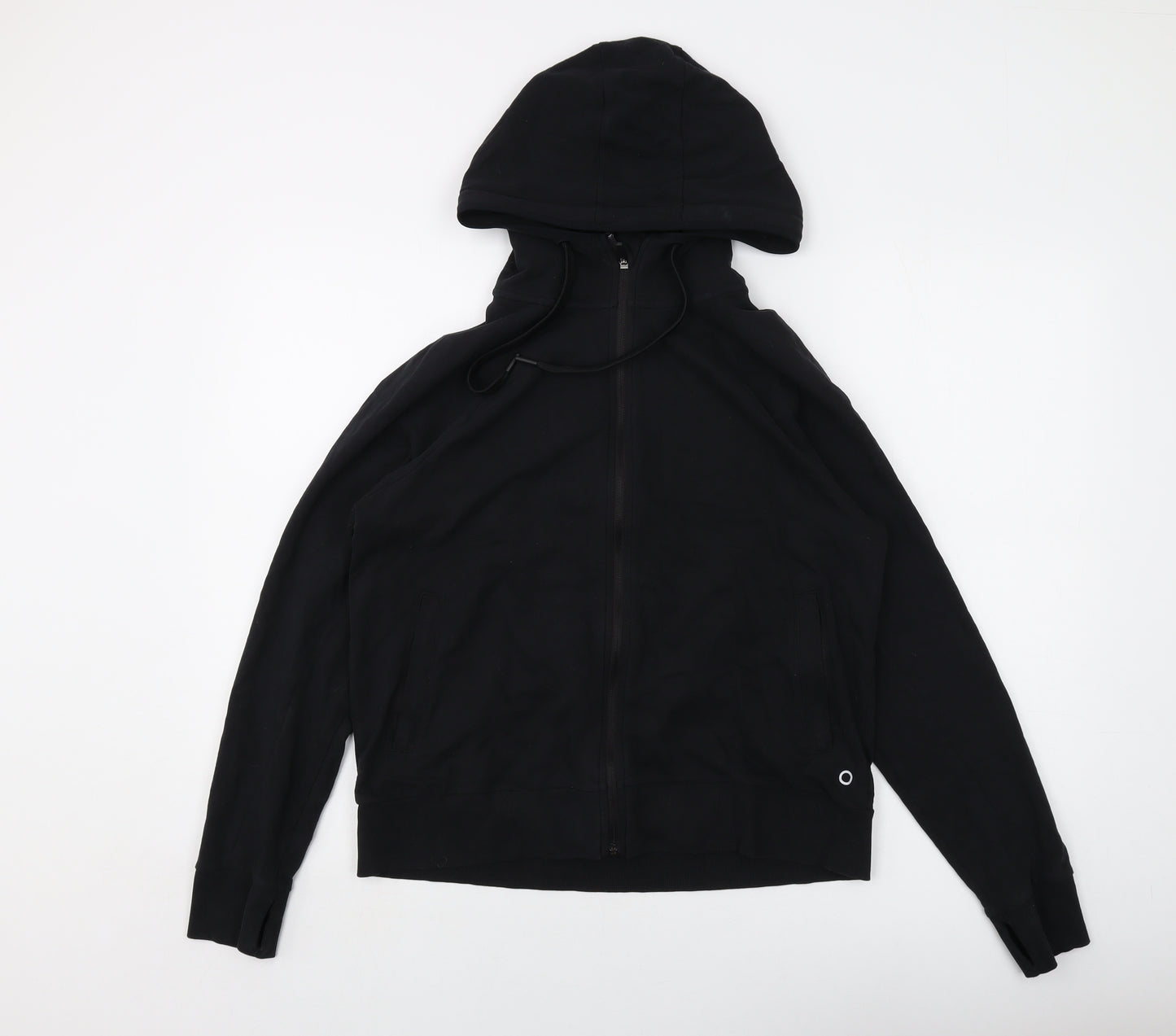 Marks and Spencer Womens Black Cotton Full Zip Hoodie Size 14 Zip
