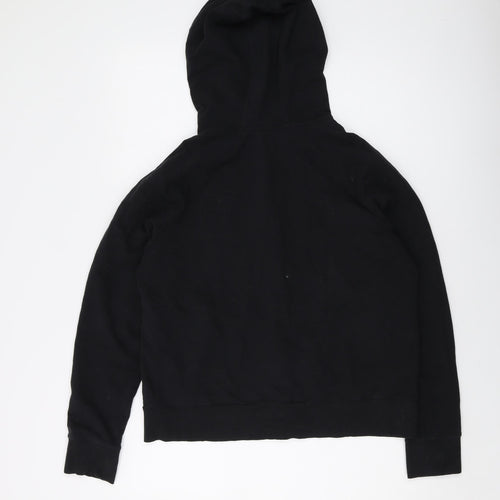 Marks and Spencer Womens Black Cotton Full Zip Hoodie Size 14 Zip