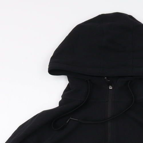 Marks and Spencer Womens Black Cotton Full Zip Hoodie Size 14 Zip
