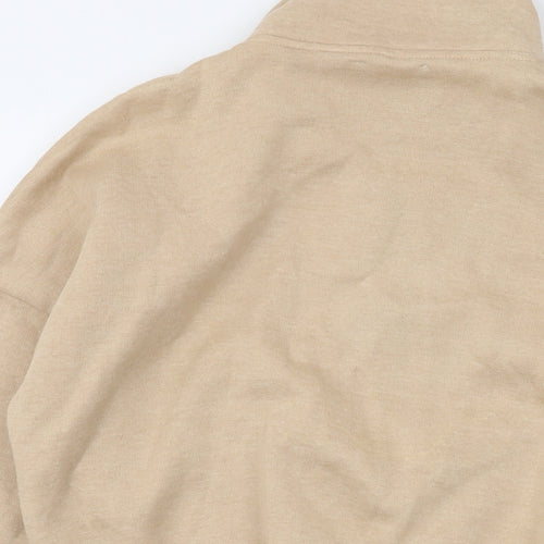 PRETTYLITTLETHING Womens Beige Polyester Pullover Sweatshirt Size S Zip